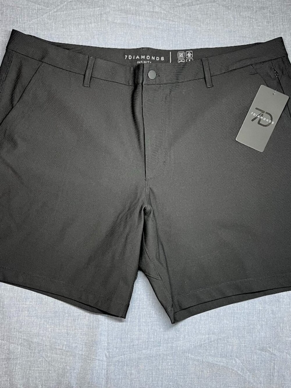 *NWT* 7 Diamonds Men's Infinity 7" Chino Shorts Black Size 42